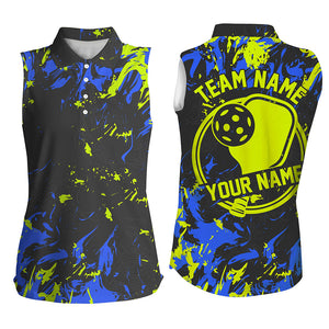 Blue And Green Custom Pickleball Team Shirts For Women, Pickleball Polo Shirts Team Uniform IPHW7444