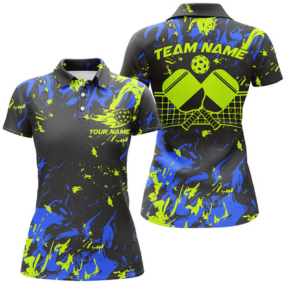 Blue And Green Custom Pickleball Team Shirts For Women, Pickleball Polo Shirts Team Outfits IPHW7445