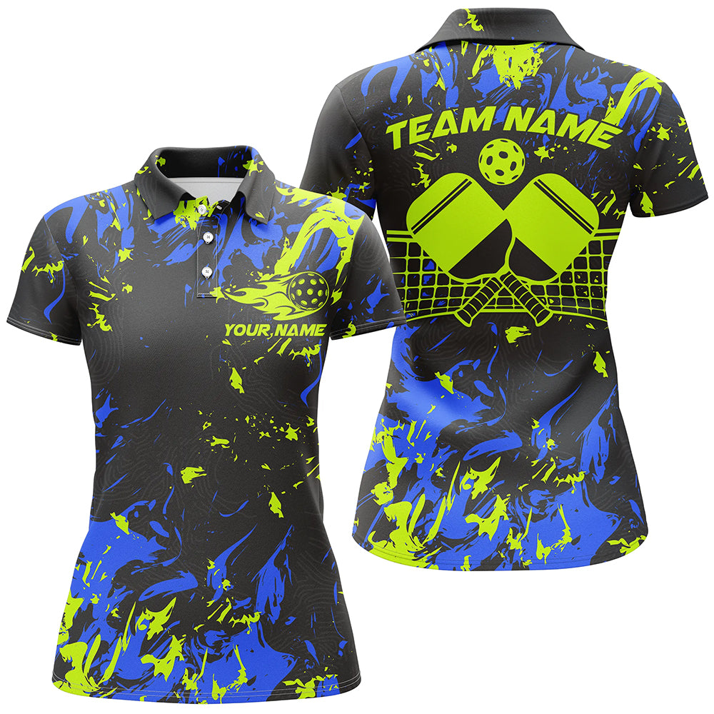 Blue And Green Custom Pickleball Team Shirts For Women, Pickleball Polo Shirts Team Outfits IPHW7445