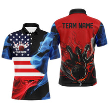 Load image into Gallery viewer, Red White And Blue American Flag Custom US Bowling Shirts For Men, Patriotic Bowling Team Shirt IPHW7727