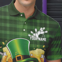 Load image into Gallery viewer, Custom Funny Saint Patricks Day Skull And Beer Bowling Polo Shirt For Men, Lucky Team Shirt IPHW8579