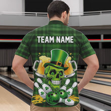 Load image into Gallery viewer, Custom Funny Saint Patricks Day Skull And Beer Bowling Quarter-Zip Shirt For Men, Lucky Team Shirt IPHW8579