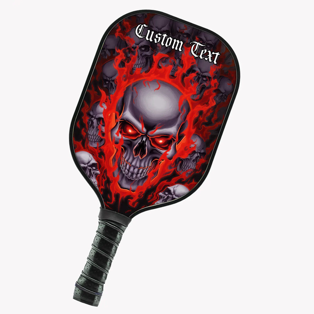 Custom Red Flame Skull Pickleball Paddle For Men And Women, Halloween Pickleball Paddles Pickleball Gifts IPHW7477