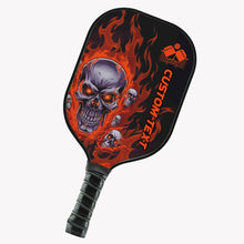 Load image into Gallery viewer, Black And Orange Flame Skull Customized Pickleball Paddle With Names, Team Pickleball Paddles Halloween Gifts IPHW7479