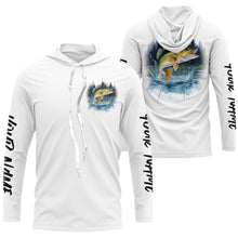 Load image into Gallery viewer, Watercolor Walleye Fishing Custom Long Sleeve Fishing Shirts, Walleye Tournament Fishing Shirt IPHW7962