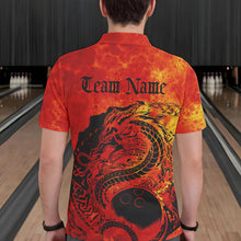 Load image into Gallery viewer, Custom Red Flame Viking Dragon Bowling Polo Team Shirts For Men, Bowling League Shirts IPHW8585