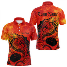 Load image into Gallery viewer, Custom Red Flame Viking Dragon Bowling Polo Team Shirts For Men, Bowling League Shirts IPHW8585