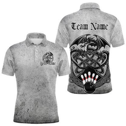 Custom Vintage Viking Dragon Bowling Polo Team Shirts For Men, Celtic Bowling Shirt IPHW8586