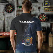 Load image into Gallery viewer, Custom Smoke Flame New York Flag Patriotic Darts Shirt For Men, Dart League Team Jerseys IPHW10742
