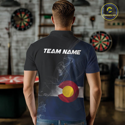 Custom Smoke Flame Colorado Flag Patriotic Darts Shirt For Men, Dart League Team Jerseys IPHW10746