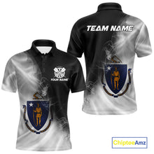 Load image into Gallery viewer, Custom Smoke Flame Massachusetts Flag Patriotic Darts Shirt For Men, Dart League Team Jerseys IPHW10747