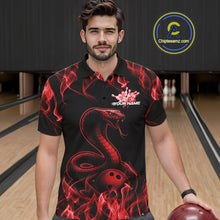 Load image into Gallery viewer, Custom Black And Red Flame Cobra Snake Bowling Men Shirts, Bowling League Shirt IPHW10765
