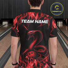 Load image into Gallery viewer, Custom Black And Red Flame Cobra Snake Bowling Men Shirts, Bowling League Shirt IPHW10765