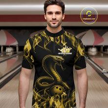 Load image into Gallery viewer, Custom Black And Yellow Flame Cobra Snake Bowling Men Shirts, Bowling League Shirt IPHW10768