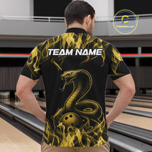 Load image into Gallery viewer, Custom Black And Yellow Flame Cobra Snake Bowling Men Shirts, Bowling League Shirt IPHW10768
