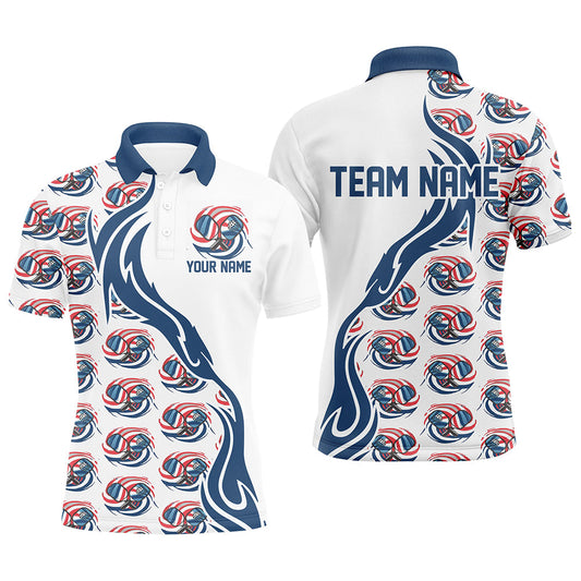 Custom American Flag Patriotic Pickleball Polo Shirts For Men, Us Flag Pickleball Jerseys IPHW6937