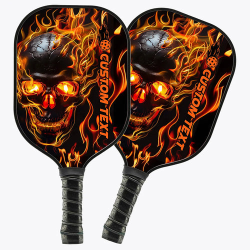 Black And Orange Flame Skull Custom Pickleball Paddle, Halloween Pickleball Paddles Gifts Pickleball Rackets IPHW7490