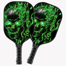 Load image into Gallery viewer, Black And Green Flame Skull Custom Pickleball Paddle, Halloween Pickleball Paddles Gifts Pickleball Rackets IPHW7492