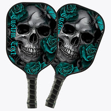 Load image into Gallery viewer, Blue Rose Flowers And Skull Customized Halloween Pickleball Paddles For Men And Women, Halloween Pickleball Gift IPHW7498