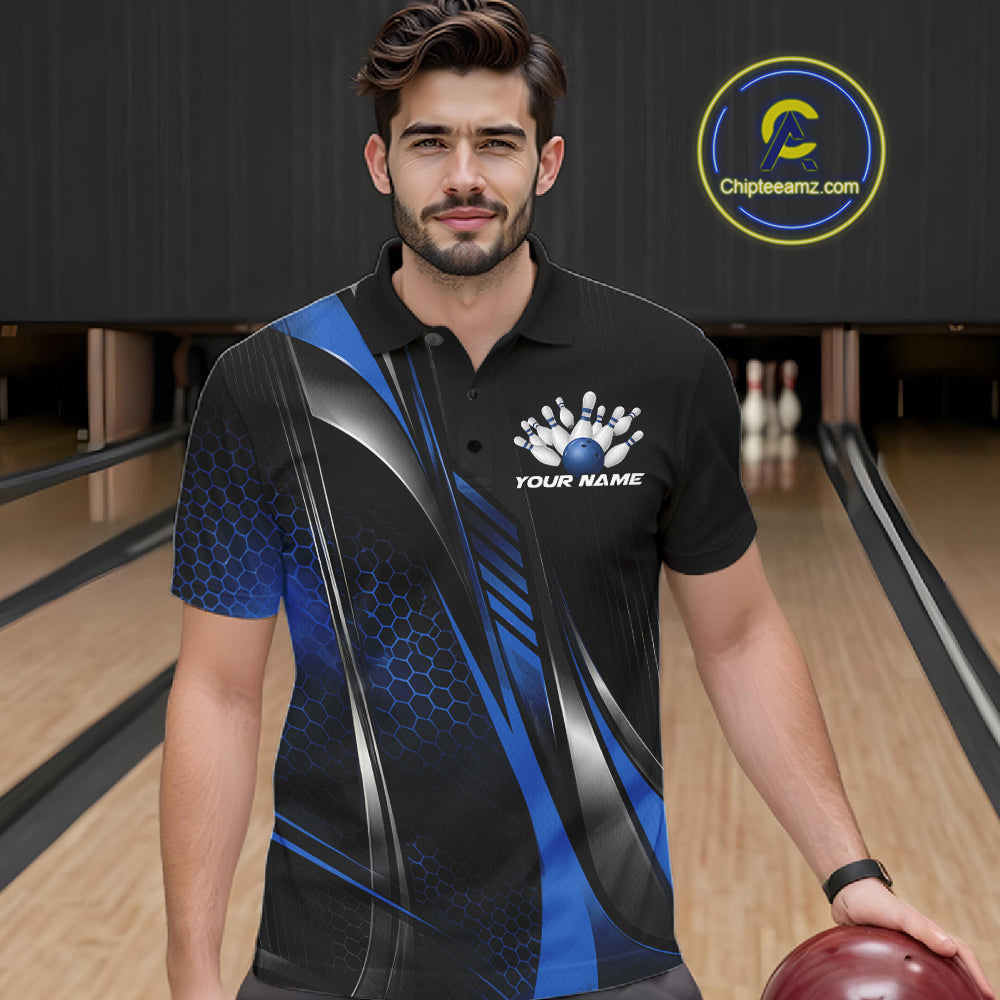 Black And Green Custom Bowling Jersey, Bowling Tournament Men Polo Shirt Bowler Outfit IPHW12210