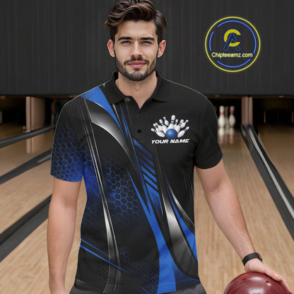 Black And Green Custom Bowling Jersey, Bowling Tournament Men Polo Shirt Bowler Outfit IPHW12210