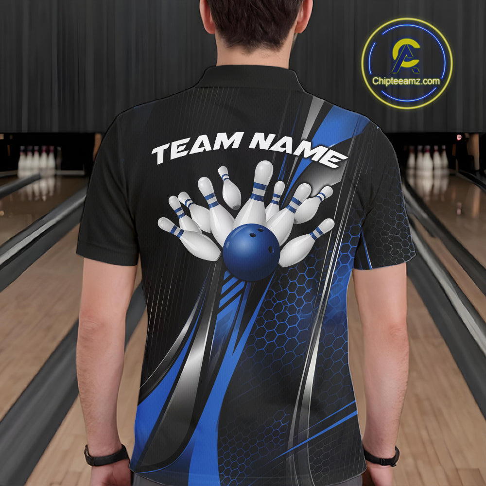 Black And Green Custom Bowling Jersey, Bowling Tournament Men Polo Shirt Bowler Outfit IPHW12210