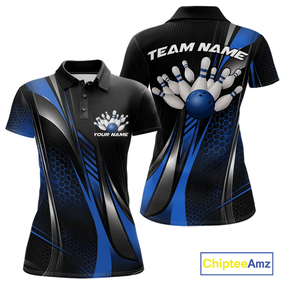 Black And Green Custom Bowling Jersey, Bowling Tournament Women Polo Shirt Bowler Outfit IPHW12210