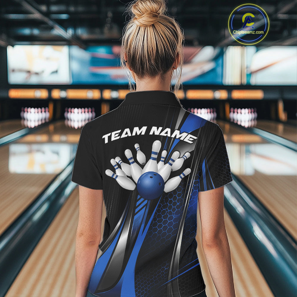 Black And Green Custom Bowling Jersey, Bowling Tournament Women Polo Shirt Bowler Outfit IPHW12210