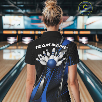 Black And Green Custom Bowling Jersey, Bowling Tournament Women Quarter-Zip Shirt IPHW12210