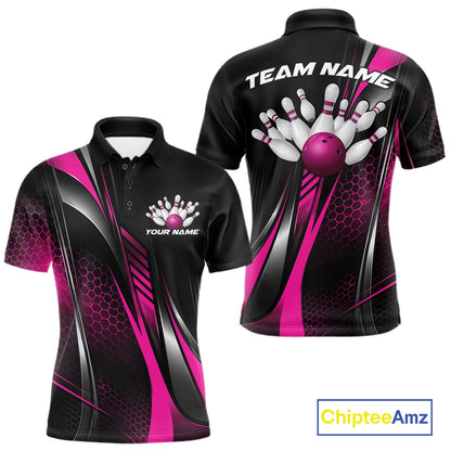 Black And Purple Custom Bowling Jersey, Bowling Tournament Men Polo Shirt Bowler Outfit IPHW12208