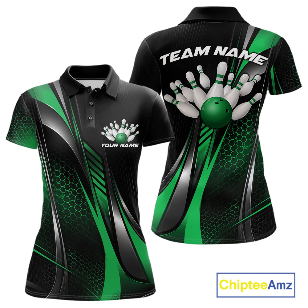 Black And Pink Custom Bowling Jersey, Bowling Tournament Women Polo Shirt Bowler Outfit IPHW12209