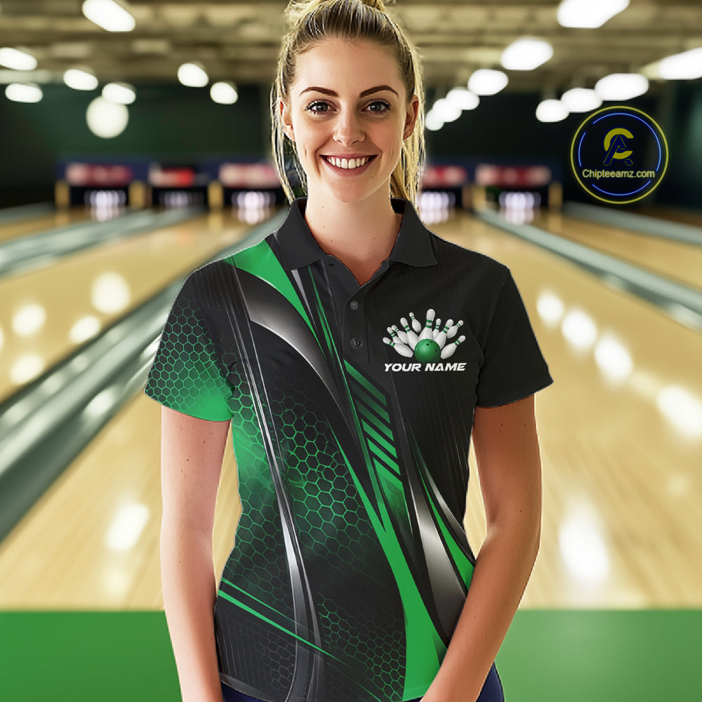 Black And Pink Custom Bowling Jersey, Bowling Tournament Women Polo Shirt Bowler Outfit IPHW12209