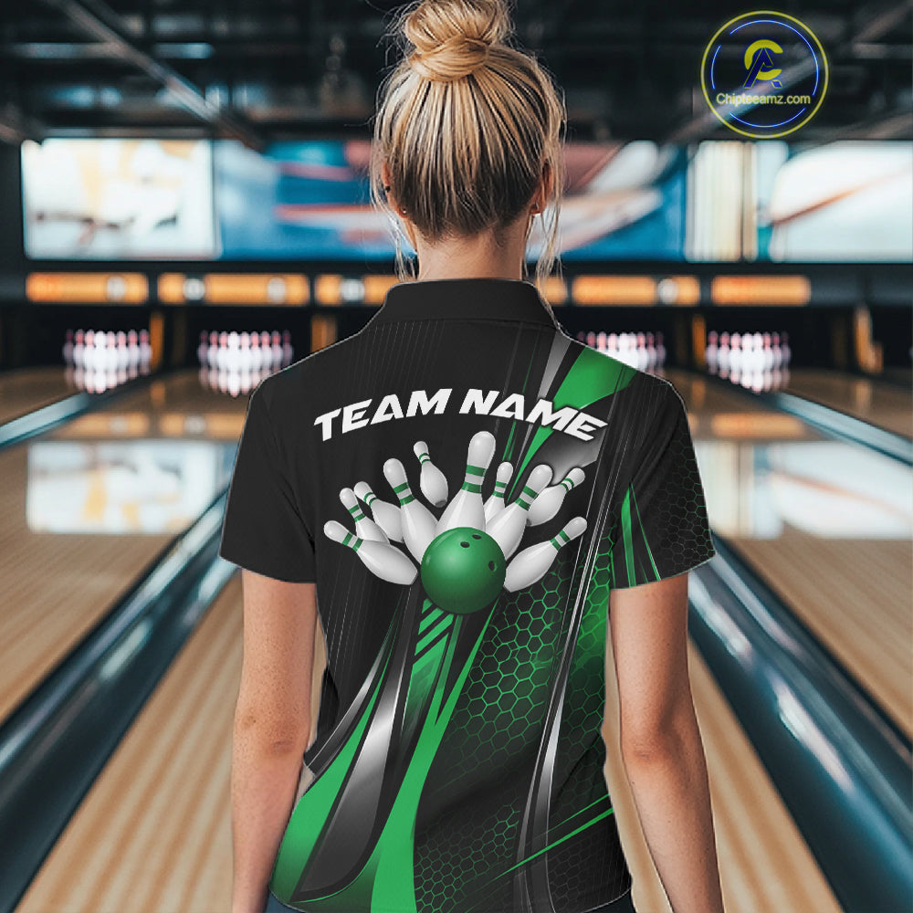 Black And Pink Custom Bowling Jersey, Bowling Tournament Women Quarter-Zip Shirt IPHW12209