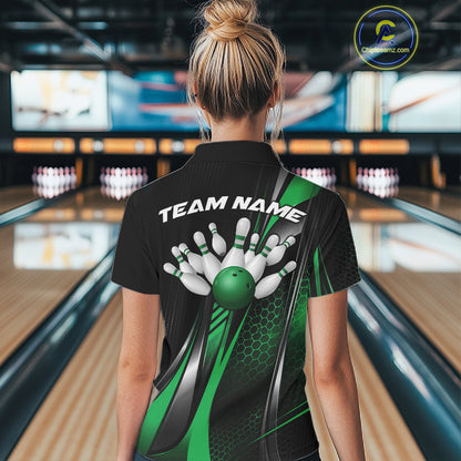 Black And Pink Custom Bowling Jersey, Bowling Tournament Women Quarter-Zip Shirt IPHW12209
