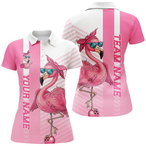 Cute Funny Pink Flamingo Custom Women's Bowling Shirts, Slay Bowling Team Uniform Outfits IPHW7731