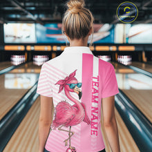 Load image into Gallery viewer, Cute Funny Pink Flamingo Custom Women&#39;s Bowling Shirts, Slay Bowling Team Uniform Outfits IPHW7731