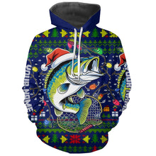 Load image into Gallery viewer, Custom Christmas Ugly Sweater Pattern Largemouth Bass Fishing Shirts, Christmas Fishing Gifts IPHW7968