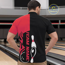 Load image into Gallery viewer, Custom Black And Red Flame Strike Bowling Men Quarter-Zip Shirt, Bowling Tournament Shirt IPHW10252