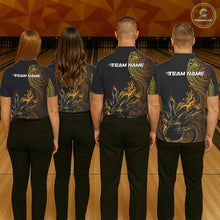 Load image into Gallery viewer, Custom Black And Yellow Tribal Flame Bowling Ball Bowling Team Shirts, Polynesian Bowling Tournament Shirt IPHW10497