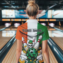 Load image into Gallery viewer, Custom Irish Flag Patricks Day Bowling Polo Team Shirts For Women, Skull Leprechaun Bowling IPHW8588