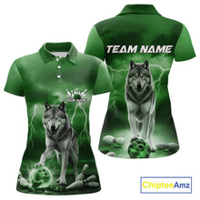 Load image into Gallery viewer, Custom Green Ligtning Wolf Bowling Team League Shirts For Women, Bowler Outfits IPHW10787