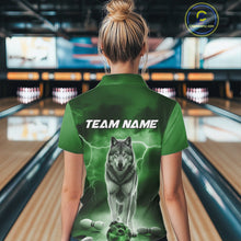 Load image into Gallery viewer, Custom Green Ligtning Wolf Bowling Team League Shirts For Women, Bowler Outfits IPHW10787