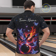 Load image into Gallery viewer, Custom Colorful Galaxy Butterfly Bowling Men Quarter-Zip Shirt, Flame Bowling Team Jerseys IPHW11007