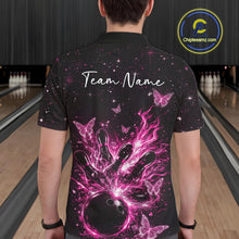 Load image into Gallery viewer, Custom Pink Galaxy Butterfly Bowling Men Polo Shirt, Flame Bowling Team Jerseys IPHW11010