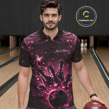 Load image into Gallery viewer, Custom Dreamy Pink Butterfly Men Bowling Polo Shirt, Bowling Team Outfit IPHW11019