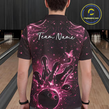 Load image into Gallery viewer, Custom Dreamy Pink Butterfly Men Bowling Polo Shirt, Bowling Team Outfit IPHW11019