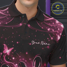 Load image into Gallery viewer, Custom Dreamy Pink Butterfly Men Bowling Polo Shirt, Bowling Team Outfit IPHW11019
