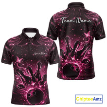 Load image into Gallery viewer, Custom Dreamy Pink Butterfly Men Bowling Polo Shirt, Bowling Team Outfit IPHW11019