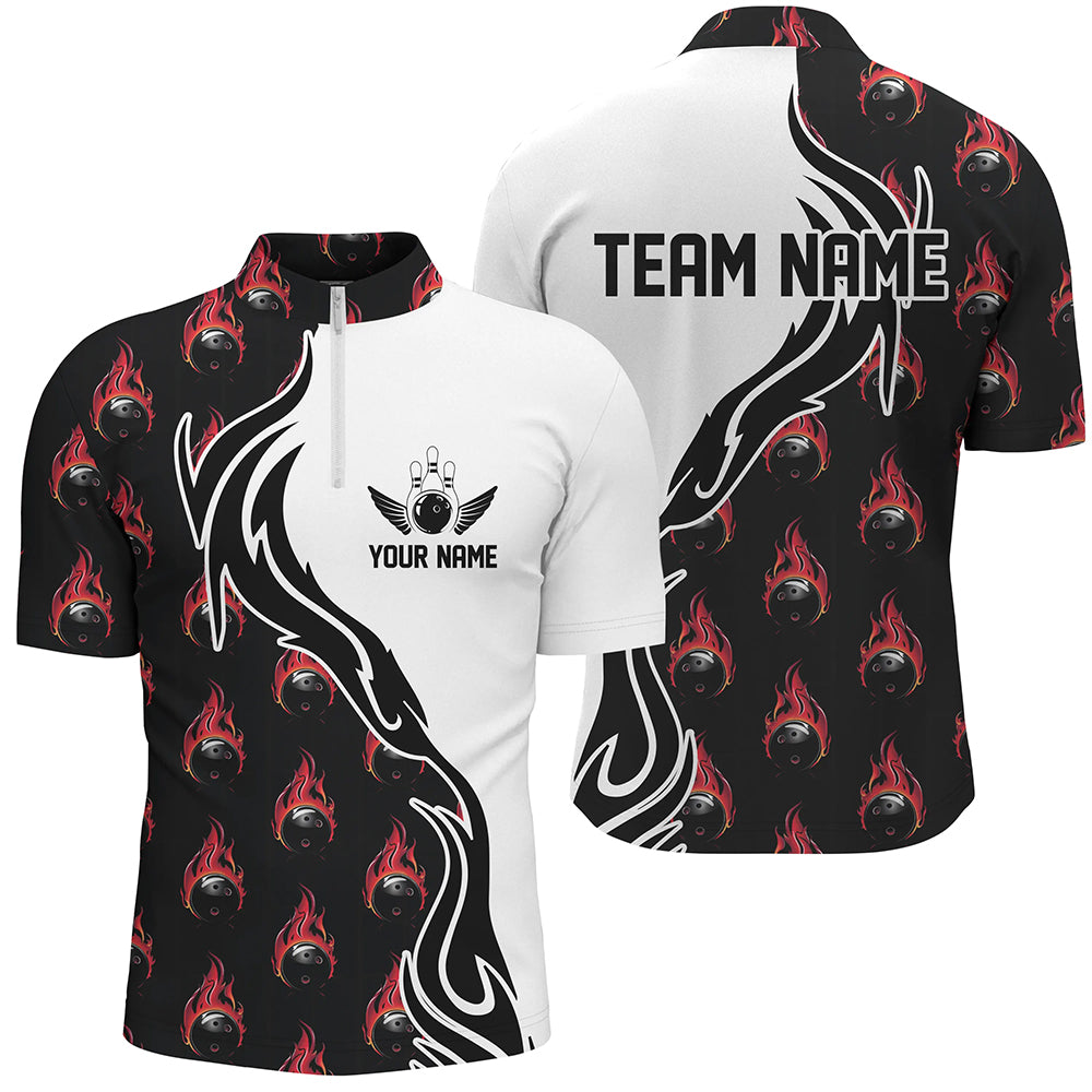 Custom Red Flame Bowling Shirt For Men, Outfit Bowling Custom Bowling Team Uniforms IPHW6950