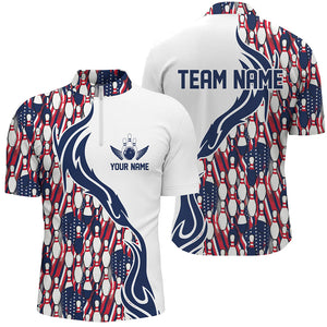 Custom Patriotic Bowling Shirts For Men, Personalized Bowling Team Shirts IPHW6953